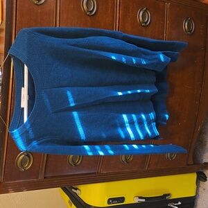 LOFT cotton teal hi lo sweater